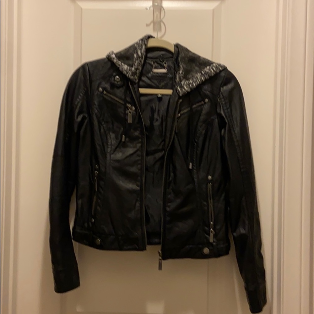 Jou Jou black faux-leather jacket size Small